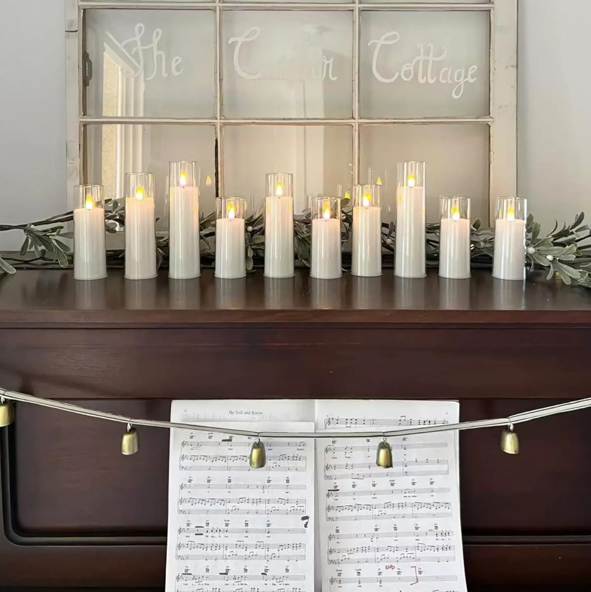 NICEME 5PCS Clear Glass LED Flameless Candles with Remote Timer, Flickering Battery Operated Pillar Candles Teardrop Flame Black Wick Romantic Real Wax Electric Votive Candles for Halloween Christmas
