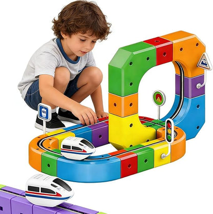 Electric Train Set 3D Magic Flexible Race Tracks for Kids Ages 3 4 5 6 7 8 51PCS Anti Gravity Race Track with Car STEM Educational Building Toy Boys Girls Birthday Christmas