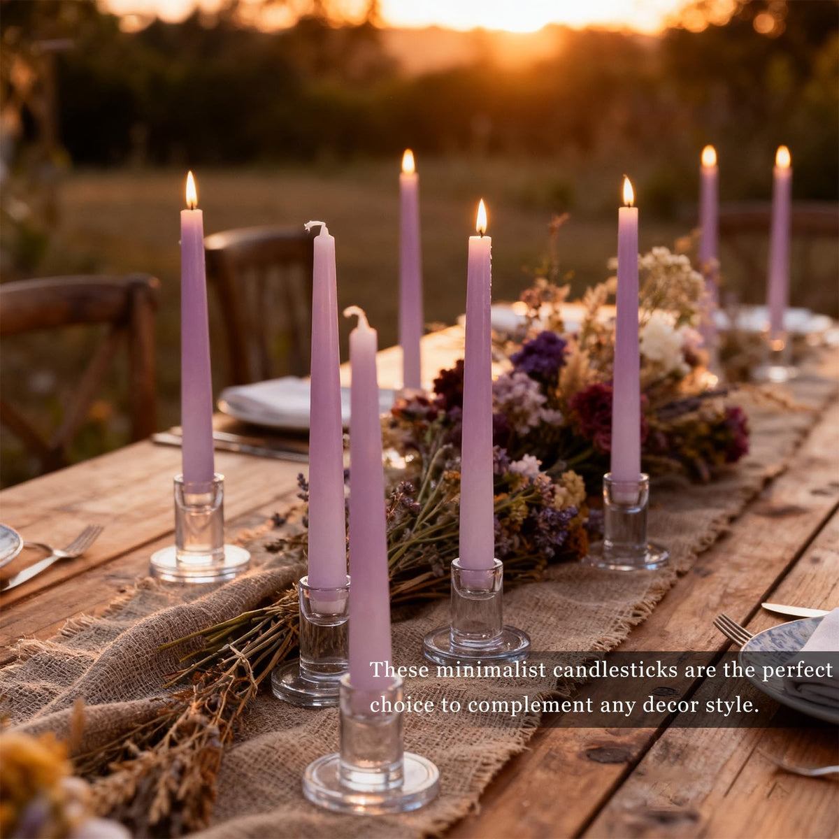 6 PCS Glass Taper Candle Holders Clear Short Tapered Candlestick Holders Set Small Glass Candle Stick Holder Decor for Table Centerpiece Wedding Dining Room Party Christmas Home Decorations