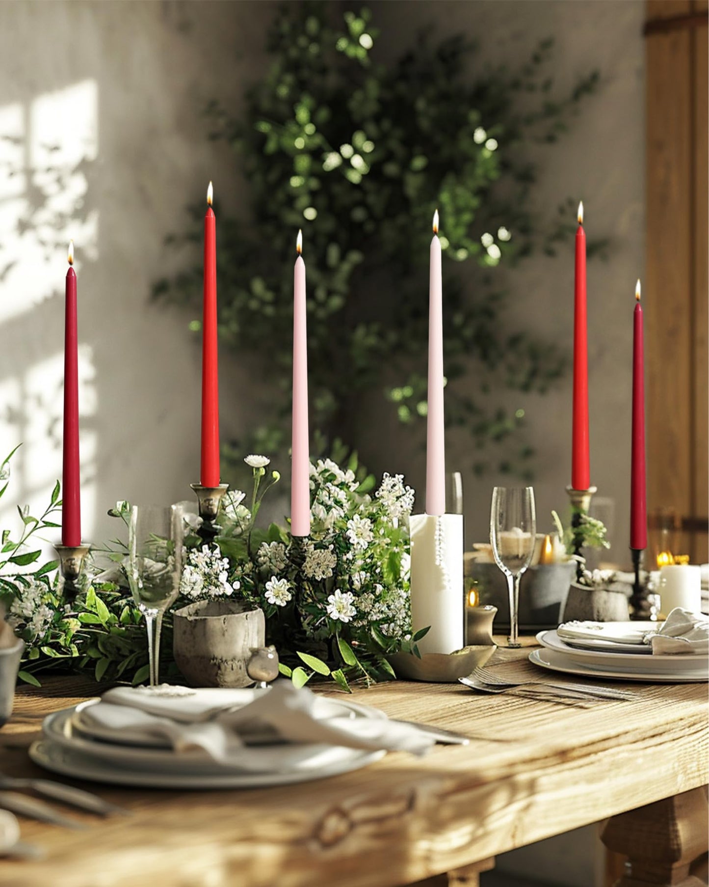 LPUSA 12 inch Orange Gradient Taper Candles Unscented Smokeless Long Tall Tapered Candle for Candlesticks Sticks Wedding Advent Home Decor Dinner Christmas，Set of 12