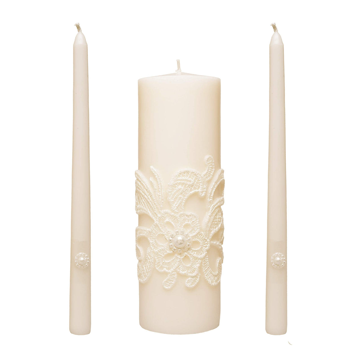 Hosley 11.5-Inch Wedding Unity Candle Set – Cream Pillar & 2 Taper Candles for Ceremony, Special Events, Emergency Kit, Reiki Spa Meditation