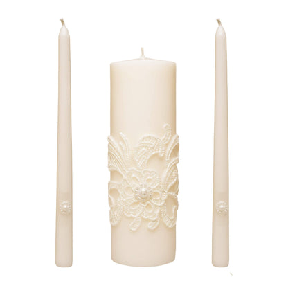 Hosley 11.5-Inch Wedding Unity Candle Set – Cream Pillar & 2 Taper Candles for Ceremony, Special Events, Emergency Kit, Reiki Spa Meditation