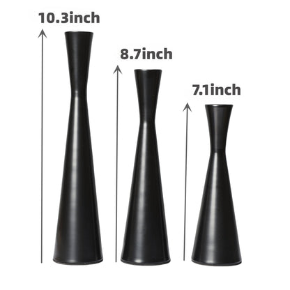 Set of 3 Taper Candle Holders Metal Candlestick Holders Table Mantel Decorative Candle Stand for Dinning,Party，Wedding,Home Decor(Matte Black)