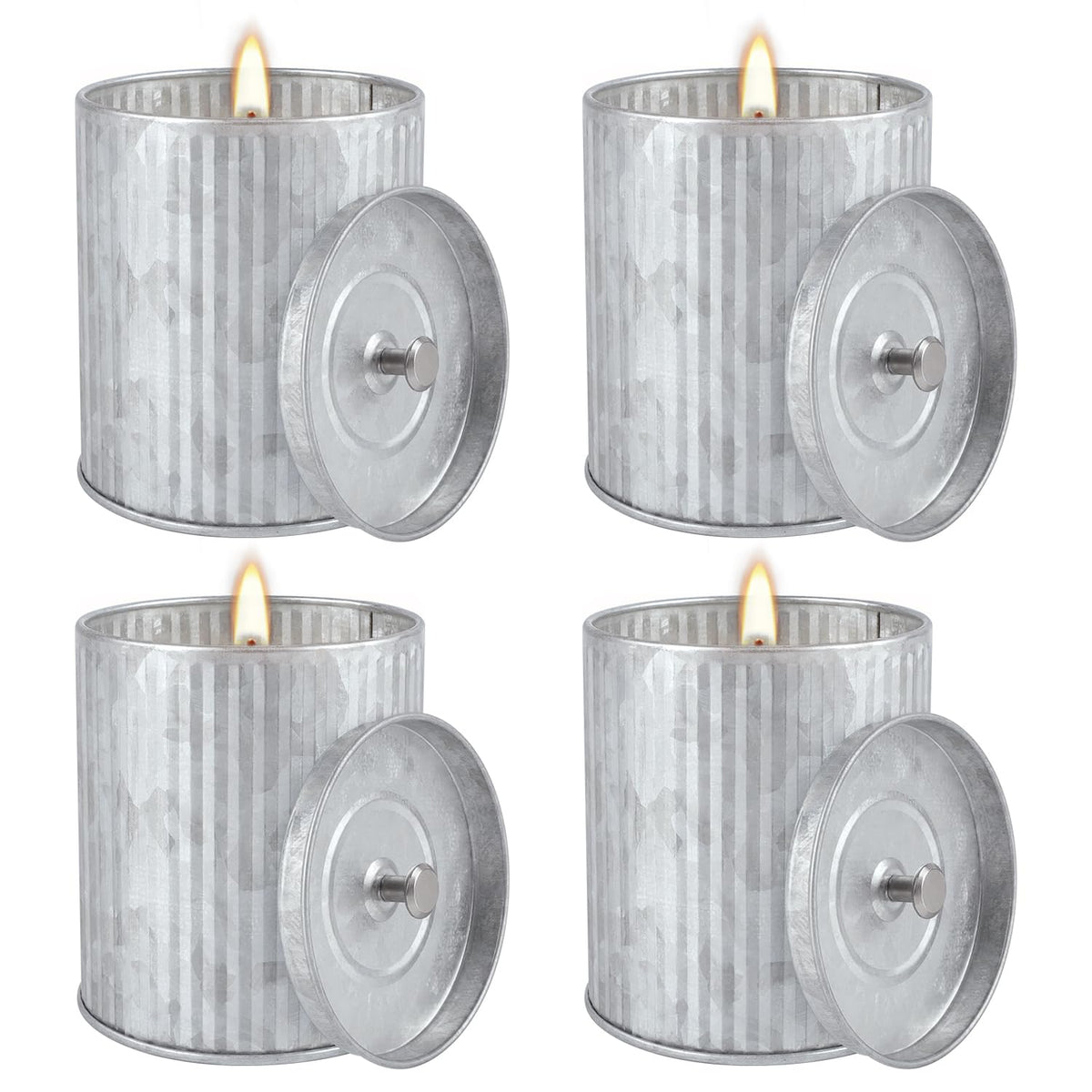 4Packs Citronella Candles Outdoor Indoor,Natural Soy Wax Scented Candles,Long Lasting Burning for Home Gardon Patio Balcony,Summer Gift,Silver 4oz