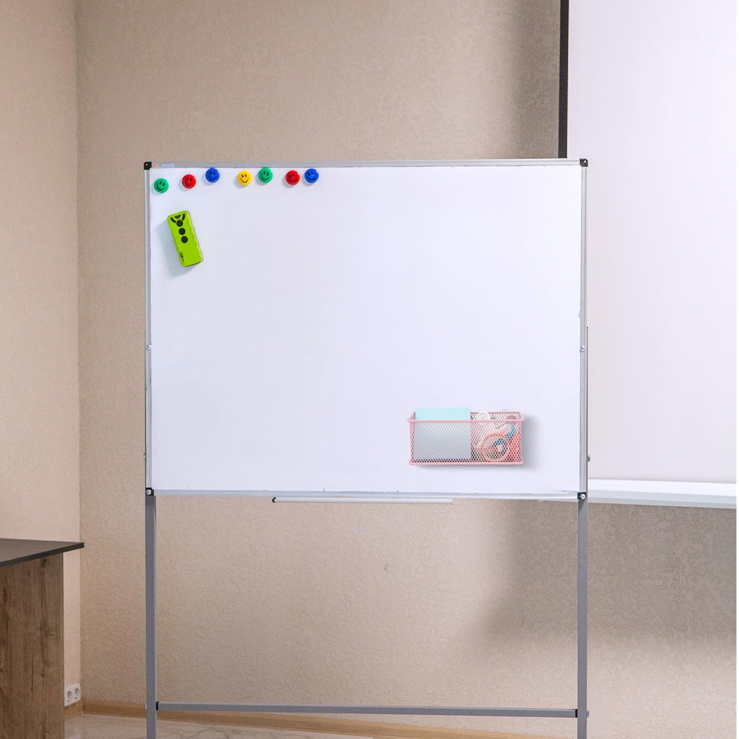 EASEPRES Magnetic Pencil Holder Set of 6 - Wire Mesh Storage Baskets Organizer with Strong Magnets - Perfect for Whiteboard, Refrigerator and Locker Accessories, Pink