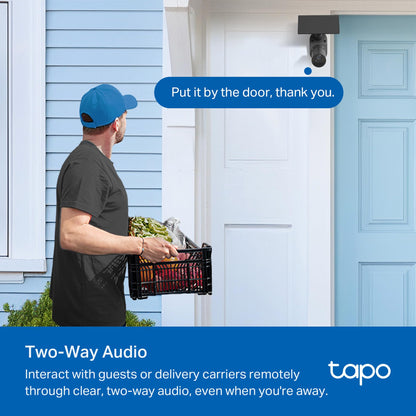 Tapo SolarCam C403 Kit, Outdoor Battery Camera w/Solar Panel, Wireless, 1080P, Free Person Detection, SD/Cloud Storage, Color Night Vision, Built-in Spotlights & Alarm, No Hub Needed, Black