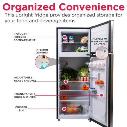 Frigidaire, 2 Door Apartment Size Refrigerator/Freezer Combo, 7.5 cu ft, Platinum Series, Stainless, 23" D x 21.5" W x 55.5" H