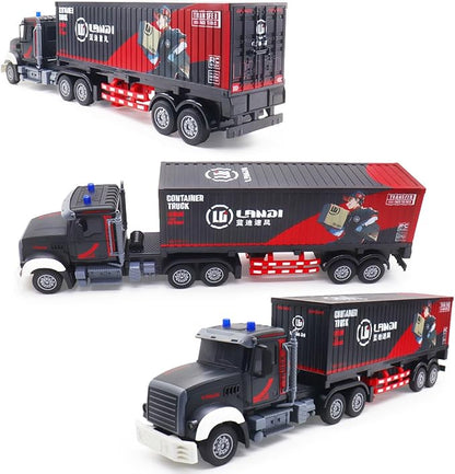 RC Semi Truck 23.6 Inch Remote Control Semi Truck and Trailer Toy Semi Truck Toy 2.4Ghz with Sound and Lights Container 1/24 RC Construction Vehicles Toy for Kids &amp Boys
