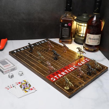 HOROW Horse Racing Game - Wooden Horse Race Board Game with 11 Luxury Metal Horses 2 Dice and 2 CardsFast-Paced Strategic for Family Night and Party - Perfect Birthday&ampHoliday Gifts