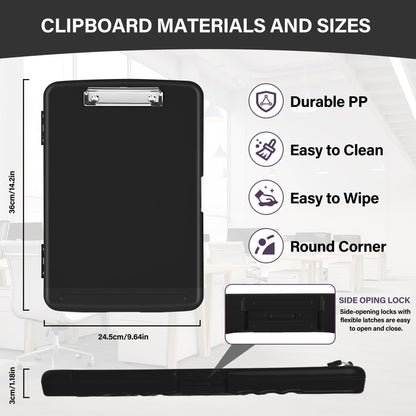 YEAHVIY Clipboard with Storage, High Capacity Clip Boards 8.5x11, Heavy Duty Plastic Nursing Clipboard Folder with Pen Holder and Low Profile Clip for School & Office