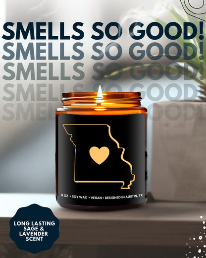 Missouri Candle, Thoughtful Missouri Themed Souvenirs & Gifts for Men and Women, Unique State Gifts, Best Sentimental Gift for Moving Away, Ideal for Birthday, Christmas, Graduation, Gift Ready