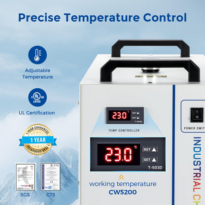 Cloudray Water Chiller CW-5200 6L for CO2 Laser Engraver & Cutting, Cold Plunge Chiller, Laser Chiller, Industrial Water Cooler