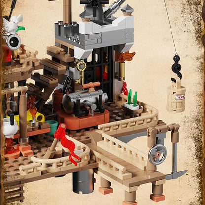 RiceBlock Pirate Town House Building Sets Pirate Wharf Supply Center Building Blocks Toys for Kids 943 Pieces