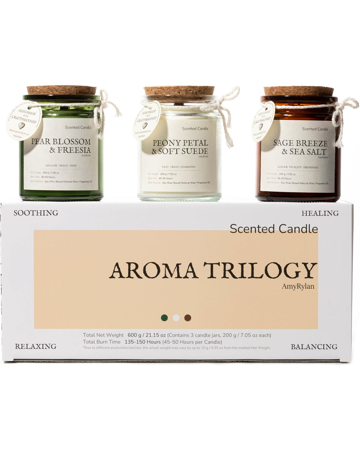 3 Pack Non-Toxic Soy Wax Scented Candles Gift Set for Women, 21.15oz Wooden Wick Candle for Home, 135H Long Burn Time, Aromatherapy Candles, Birthday, Anniversaries, Wedding, Christmas