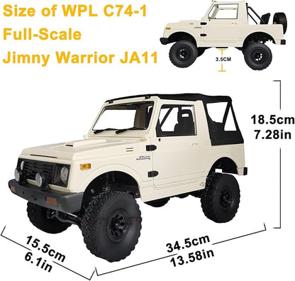 Skymaker WPL C74-1 Suzuki Jimny 1/10 Outdoor Remote Controlled Car 4WD Four Wheel Drive RC Car Rock Crawling Crawler for All Terriens Off-Road Driving