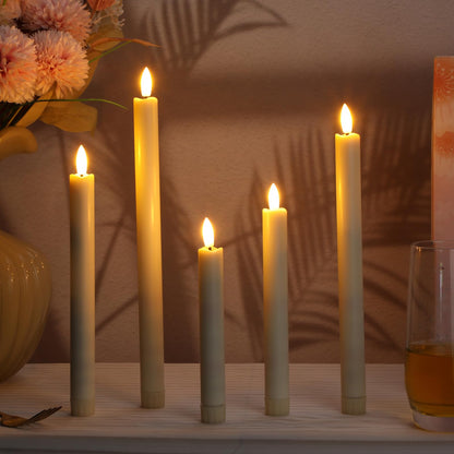 Rossesay 20 Pcs Flameless Taper Candles with Remote Battery Operated Taper Candles Include 6.5'' 7.7" 8.9" 10" 11.2" Fake LED Electric Candle Sticks for Valentine's Day Home Wedding Decor (Warm White)