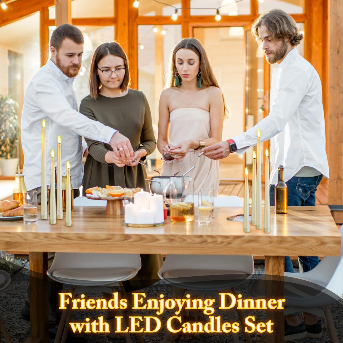 Rossesay 24 Pcs Flameless LED Taper Candles Battery Operated Candle 8.5", 9.65", 10.8", 12.8" Flameless Candlesticks Flickering for Christmas Church Wedding Indoor Decoration(Classic, Ivory)