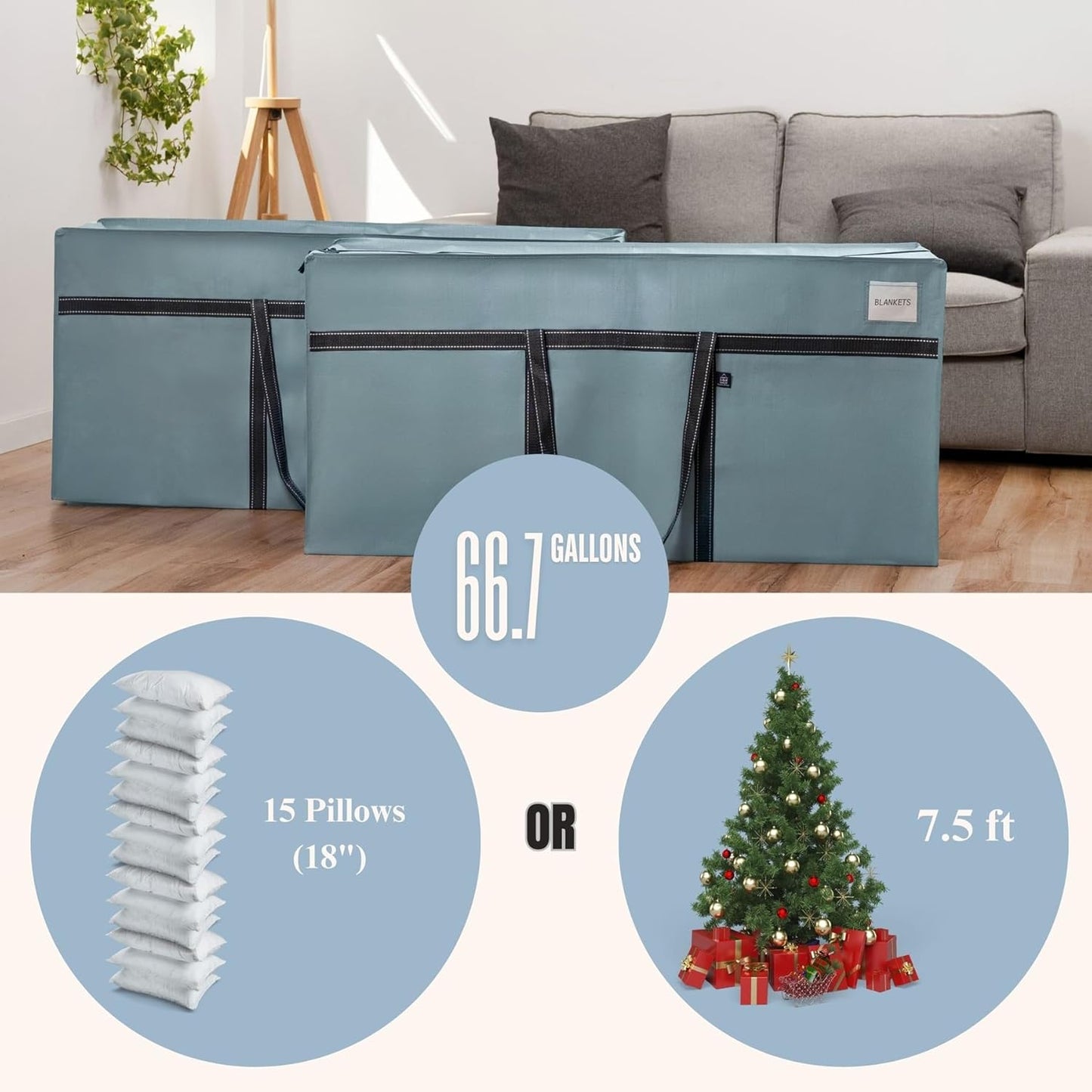 VENO Extra Large Moving Bags - Heavy Duty Storage Solution | Ideal for College & Holiday Packing (Light Blue Matte, 2 Pack)