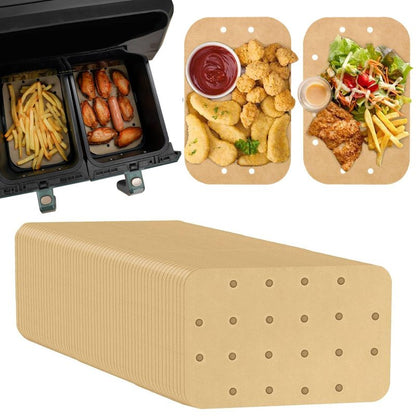 Air Fryer Liners Disposable Parchment Paper Sheets: 50PCS Rectangular Perforated Baking Paper for Ninja DZ201 Foodi 6-in-1 8-qt. 2-Basket and Mini Indoor Grill (8.6x5.5 Inch)