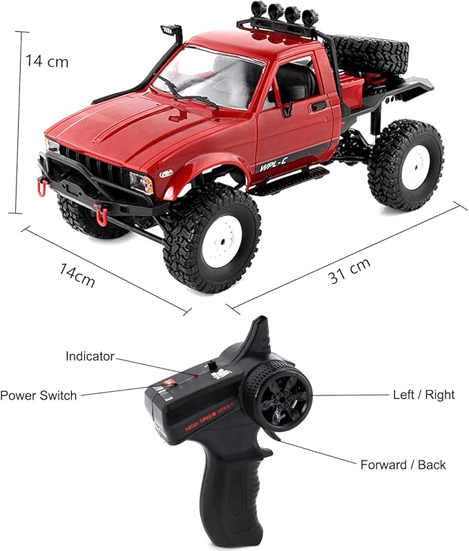 The perseids RC Crawler Offroad RC Truck WPL C14 RC Rock Crawler 4x4 1/16 Scale Remote Control Trucks 2.4G Semi Trucks All Terrain Car RTR Hobby RC Pickup for Adults