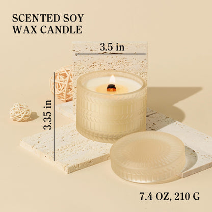 Hidden Label Decorative Jar Candle,Rose & Sandalwood + Vanilla & Coconut Scented Candles, Wood Wick Candles