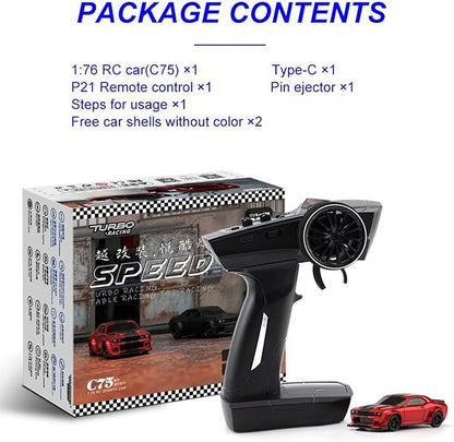 Turbo Racing 1:76 Scale RC Sport Car Table Racing 2.4GHZ Remote Control Mini Model Car with Full Proportional RTR for Adults Toys (C75-Red)