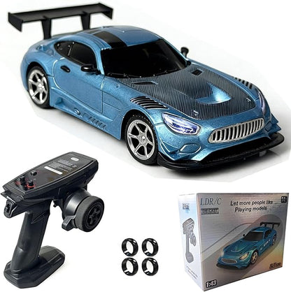 LDRC LD4301 1:43 Scale RC Drift Mini Car 2.4G Remote Control Car with Alloy Shell Built-in Gyroscope Mini Desktop Racing Vehicle for Indoor/Outdoor Play (Ice Blue)