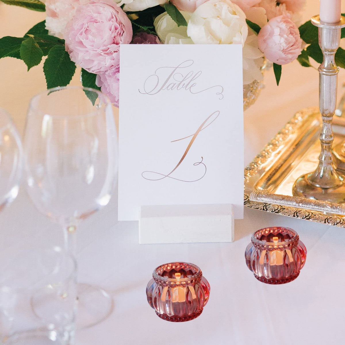 Woho Rose Gold Tealight Candle Holder Set of 6 for Valentines Day Decor, Glass Tea Lights Candle Holder for Wedding Party, Votive Candle Holders for Table Centerpiece