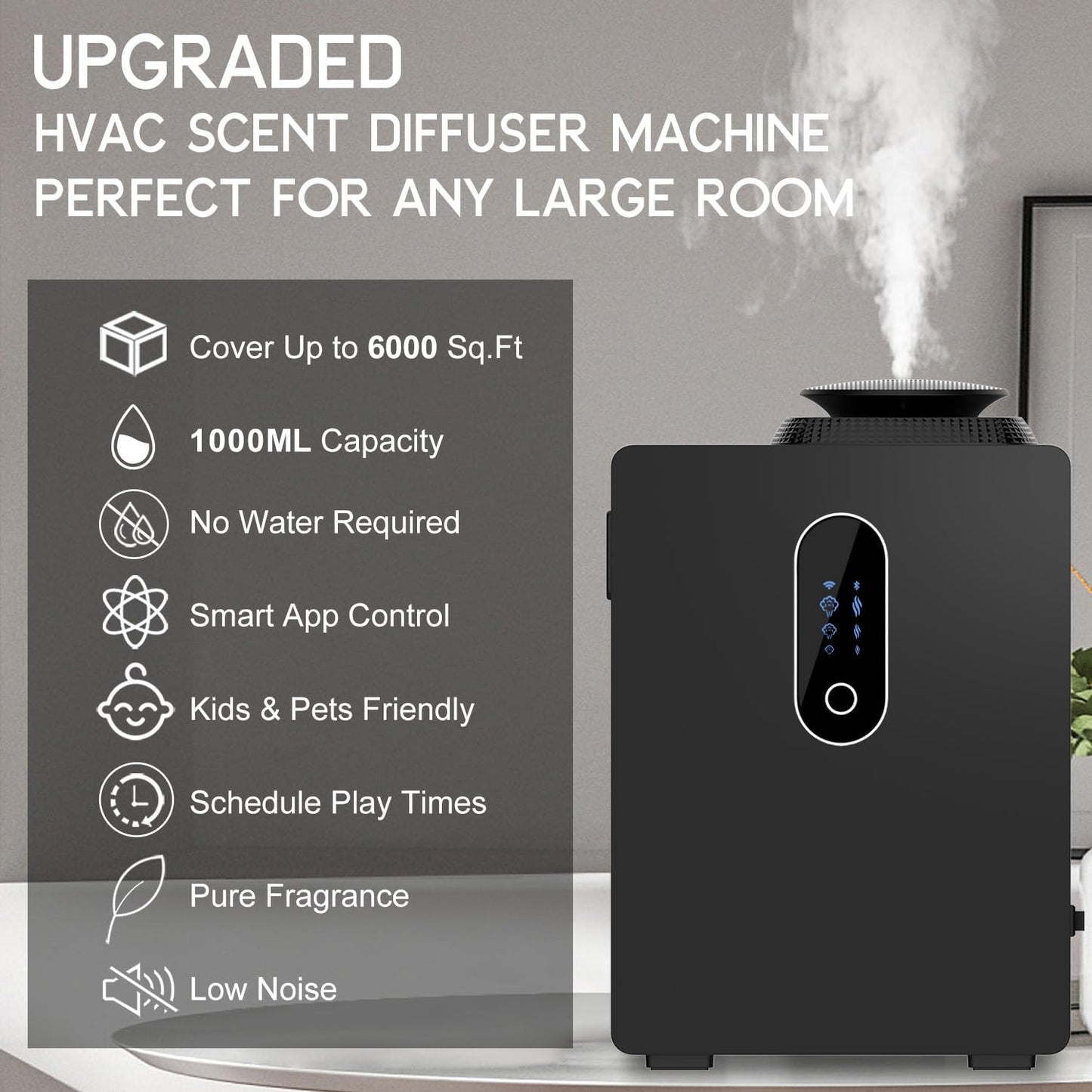 2026 Upgraded HVAC Scent Diffuser Machine Cover 6000 Sq.Ft With Wi-Fi Control for Large Room, 1000ml Scent Air Machine For Home, Waterless Cold Air Aromatherapy Essential Oil Diffuser for Hotel,Office