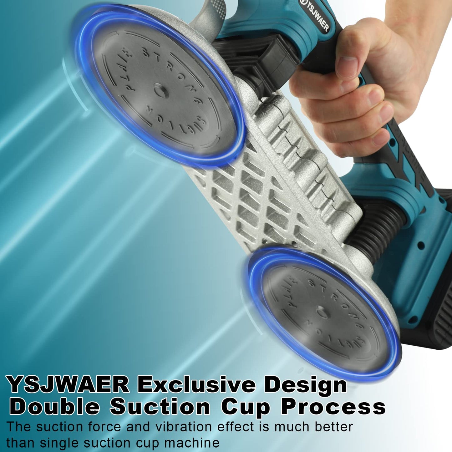 Tile Installation Tool Vibration Machine - YSJWAER Double Suction Cup Vibrator Handheld Tiling Leveling Laying 12000mAh 24000r/min 6 Speeds