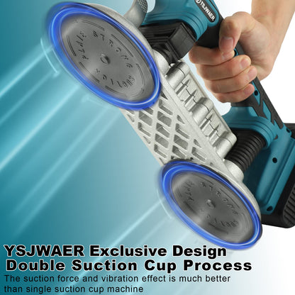 Tile Installation Tool Vibration Machine - YSJWAER Double Suction Cup Vibrator Handheld Tiling Leveling Laying 12000mAh 24000r/min 6 Speeds