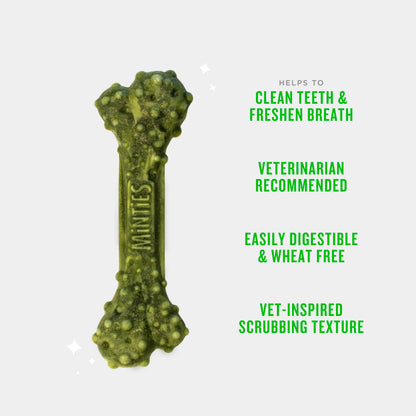 Minties Dental Chews for Dogs, 40 Count, Vet-Recommended Mint-Flavored Treats for Tiny/Small Dogs 5-24 lbs, Dental Bones Clean Teeth, Fight Bad Breath, and Removes Plaque and Tartar