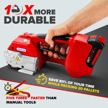 IDL Packaging Transpak H-46B-58 Battery-Powered Premium Industrial Strapping Tool for 5/8" Polyester (PET) and Polypropylene (PP) Strapping - High-Speed Packaging Strapping Machine