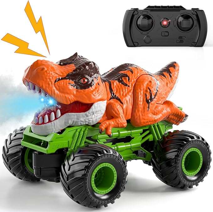 Bennol Remote Control Dinosaur Car for Boys Kids 2.4Ghz RC Dinosaur Truck Toys for Toddlers Electric Hobby RC Car Toys with Light &amp Sound Spray Birthday Gift for 3 4 5 6 7 8 Year olds Kids Boys