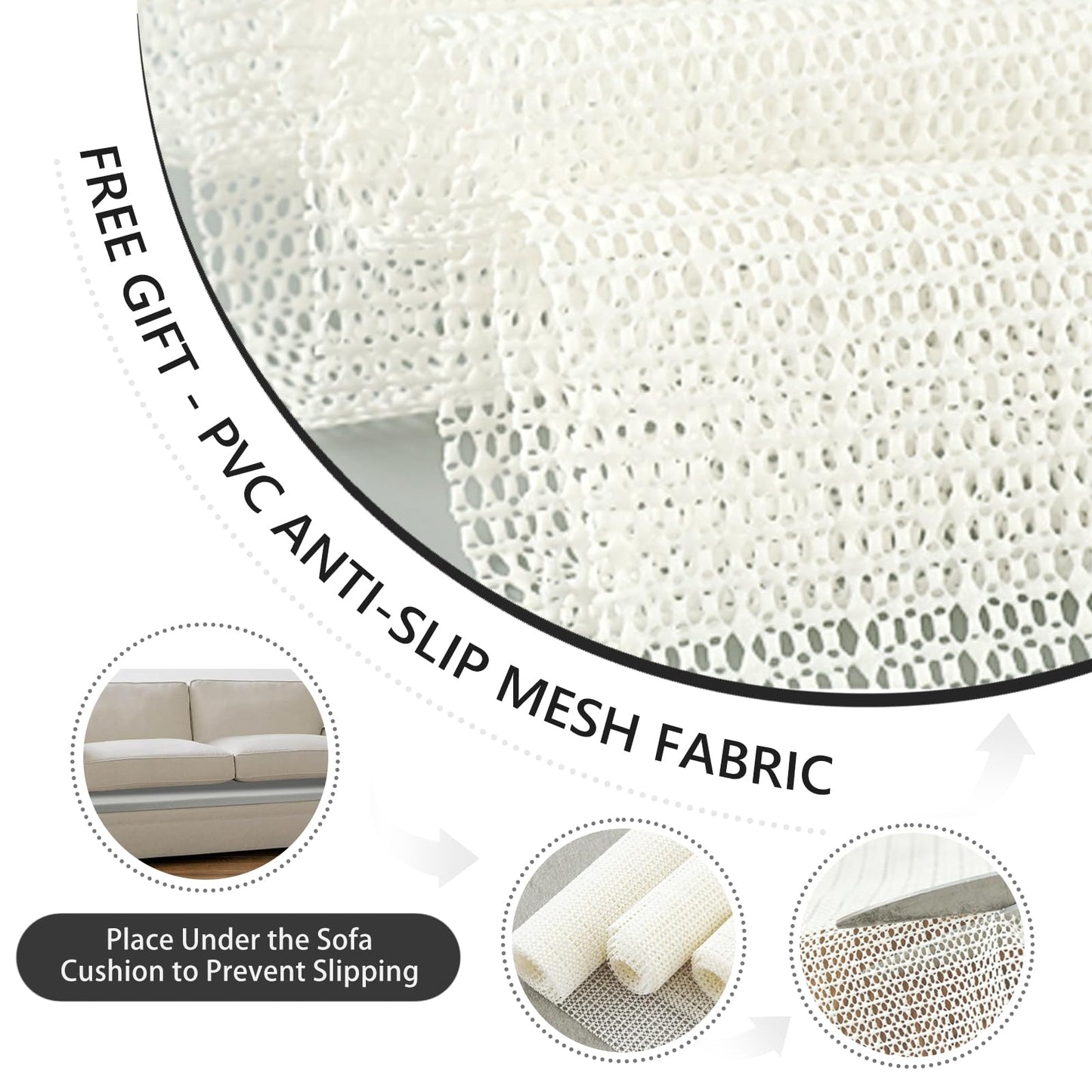 HAVARGO Couch Cushion Support High Density Foam 22X22X2.4 Inches Sofa Couch Supports for Sagging Cushions Light Grey 3Pc with Anti Slip Mesh Fabric