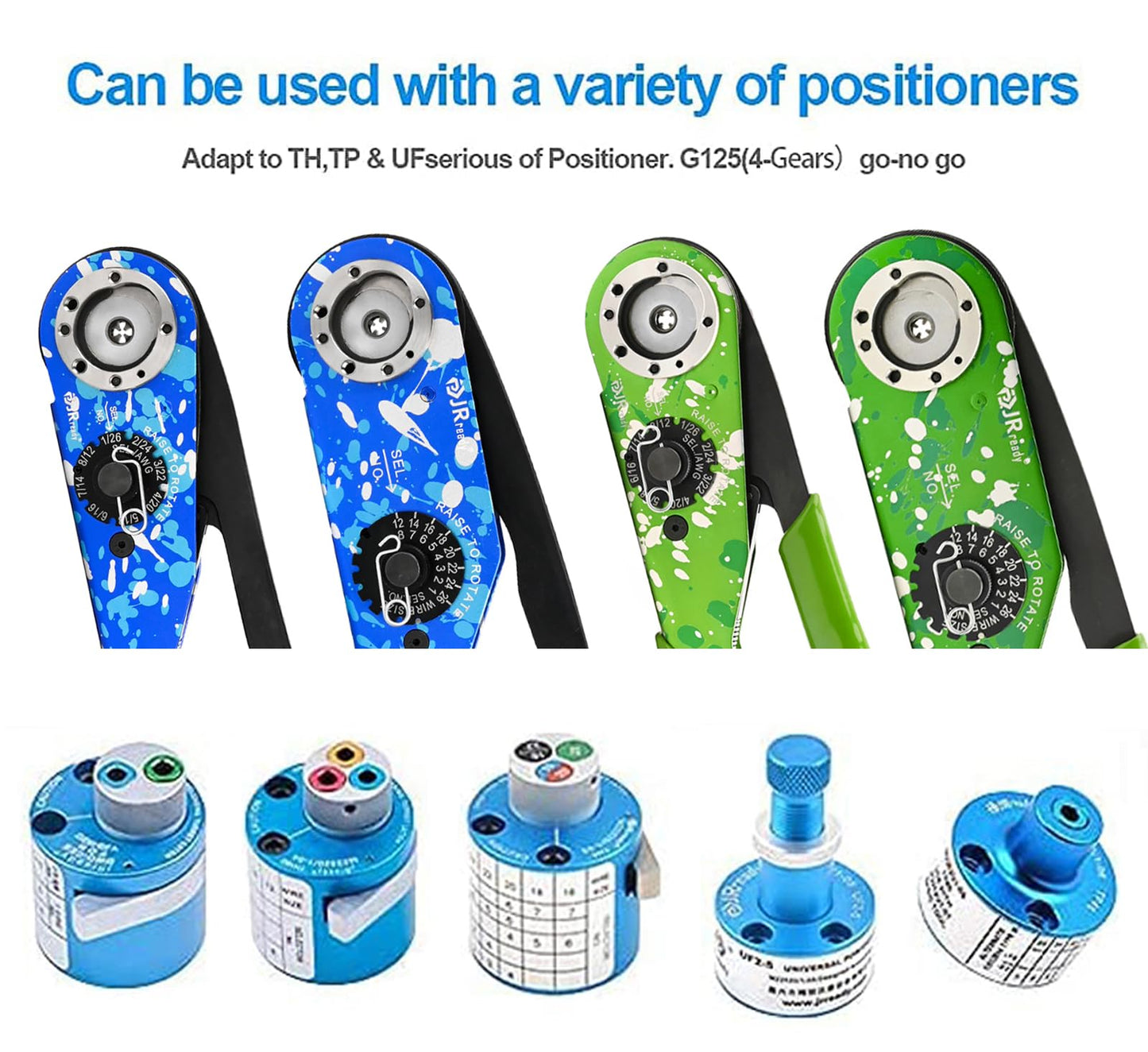 JRready NEW-AS1 8 Indent Crimping Tool design according M22520 1 01 for Heavy Duty Circular Rectangular Electrical Connector 38999 26482 etc. Wire 12-26 awg 12 16 20 Solid Barrel Contact