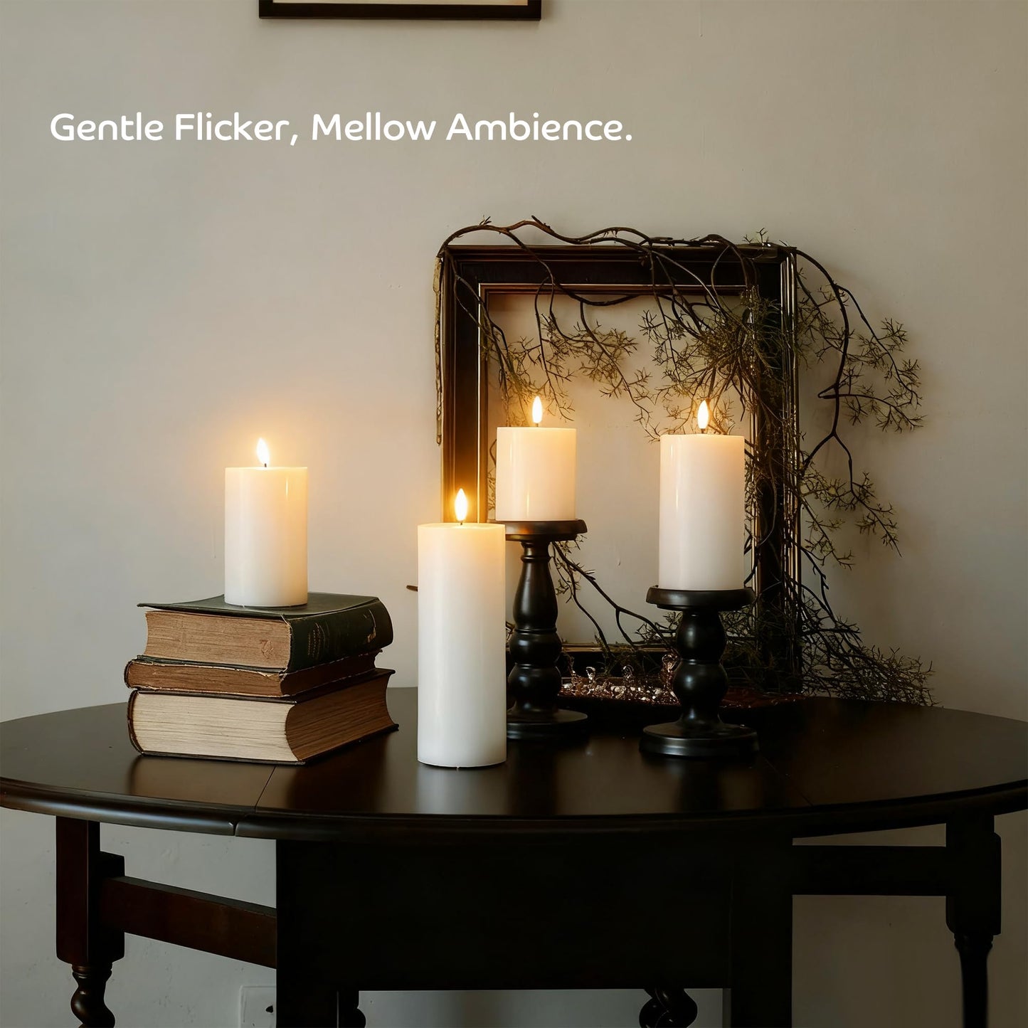 JOIONE Battery Operated Candles with Remote, LED Flameless Real Wax Pillar Candles Set of 4, Timer Function, Safe Home Décor for Living Room, Bedroom, and Dining Table, White