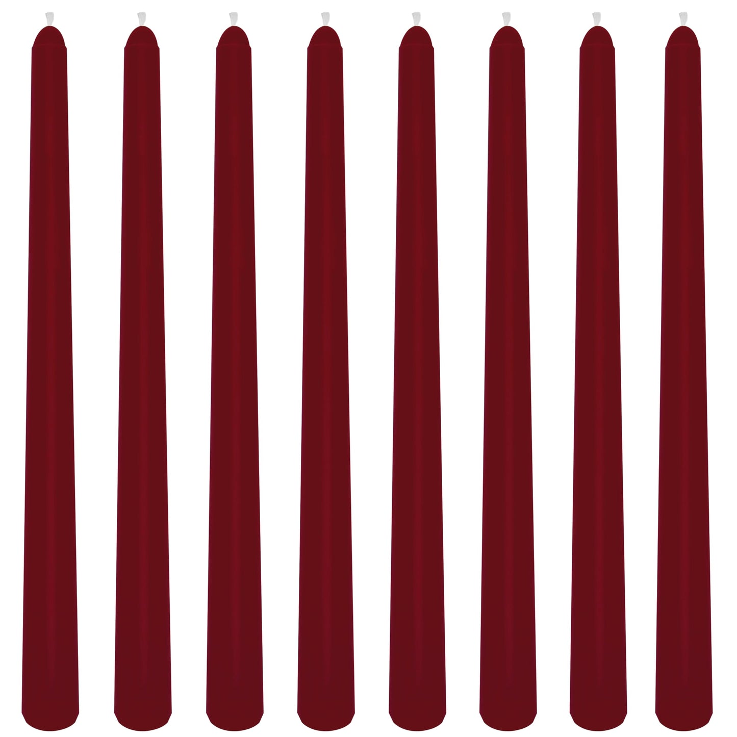 8 Pack 10 Inch Burgundy Smooth Taper Candle Set, 7/8 Inch Unscented Driples Candlesticks for Home Decoration, 6-7 Hours Burn