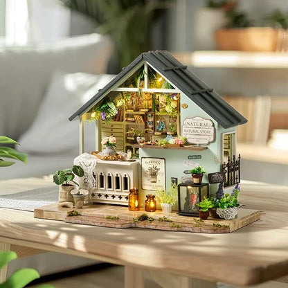 Miniature House Kit Tiny House Kit with LED Light DIY Mini House Building Kits for Adults to Building Unique Gift for Birthday Christmas Bakery Store