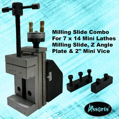 Assorts' Milling Slide Combo For 7 x 14 Mini Lathes Milling Slide, Z Angle Plate & 2" Mini Vice