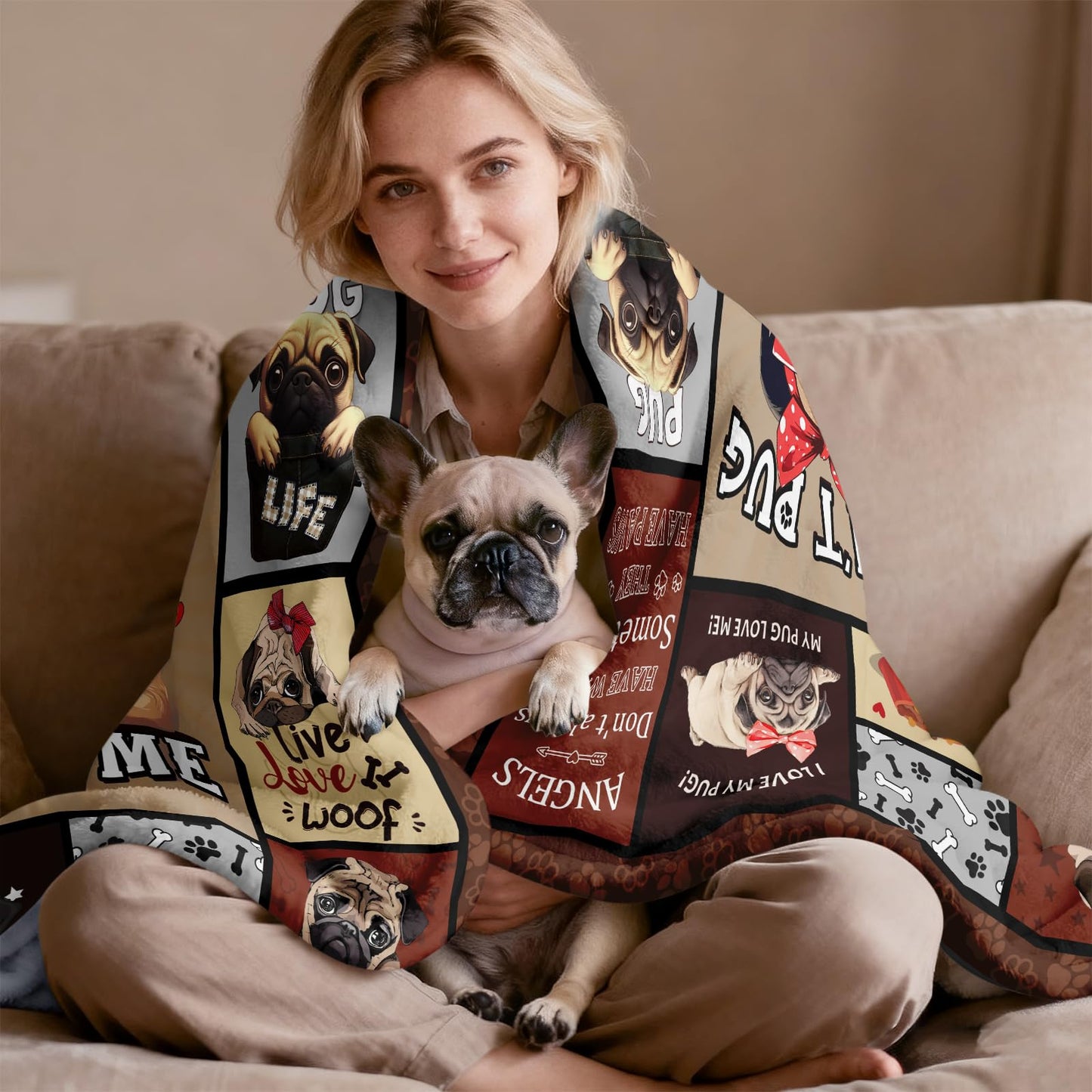 CIUGOIG Pug Gifts for Pug Lovers Blanket 50"x60"- Pugs Themed Gifts for Women/Owners Stuff - Birthday Ideas for Pugs Dog Throw Blanket for Kids & Adults