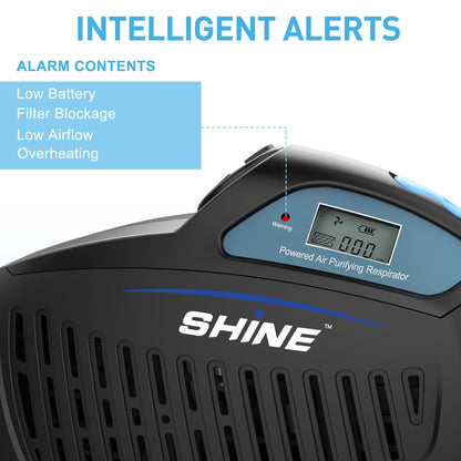 SHINE Air Purifying Respirator,Approved 3 Levels Airflow Control, High-efficiency Li-ion Battery PAPR Kit (P-SH200) (Full Hood)