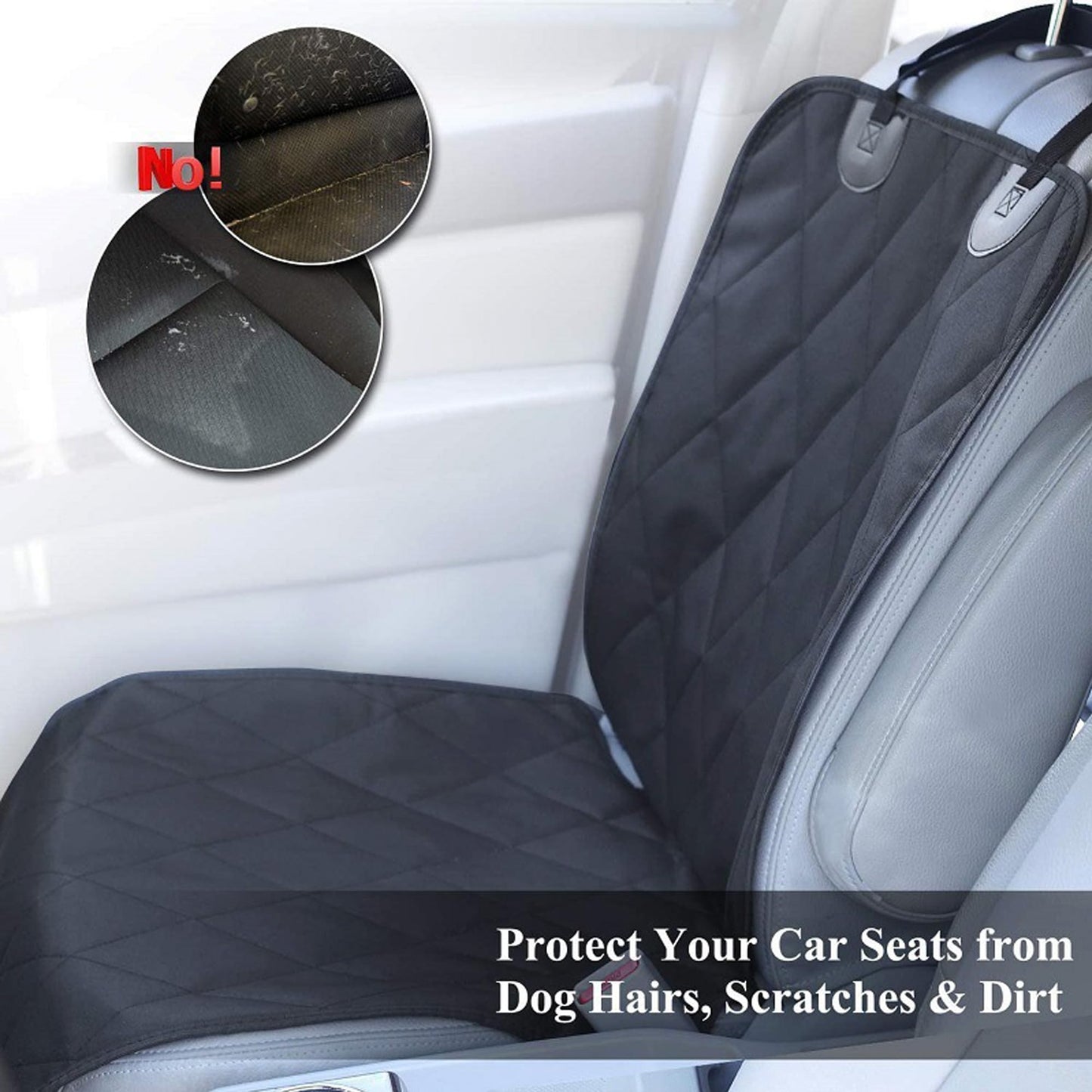 YOOLEETC Front Dog Seat Covers, Waterproof Front Seat Car Cover,Dog Car Seat Cover with Side Flaps, Waterproof & Nonslip Dog Seat Coverfor Cars, Trucks, SUVs, Jeep.(Black)