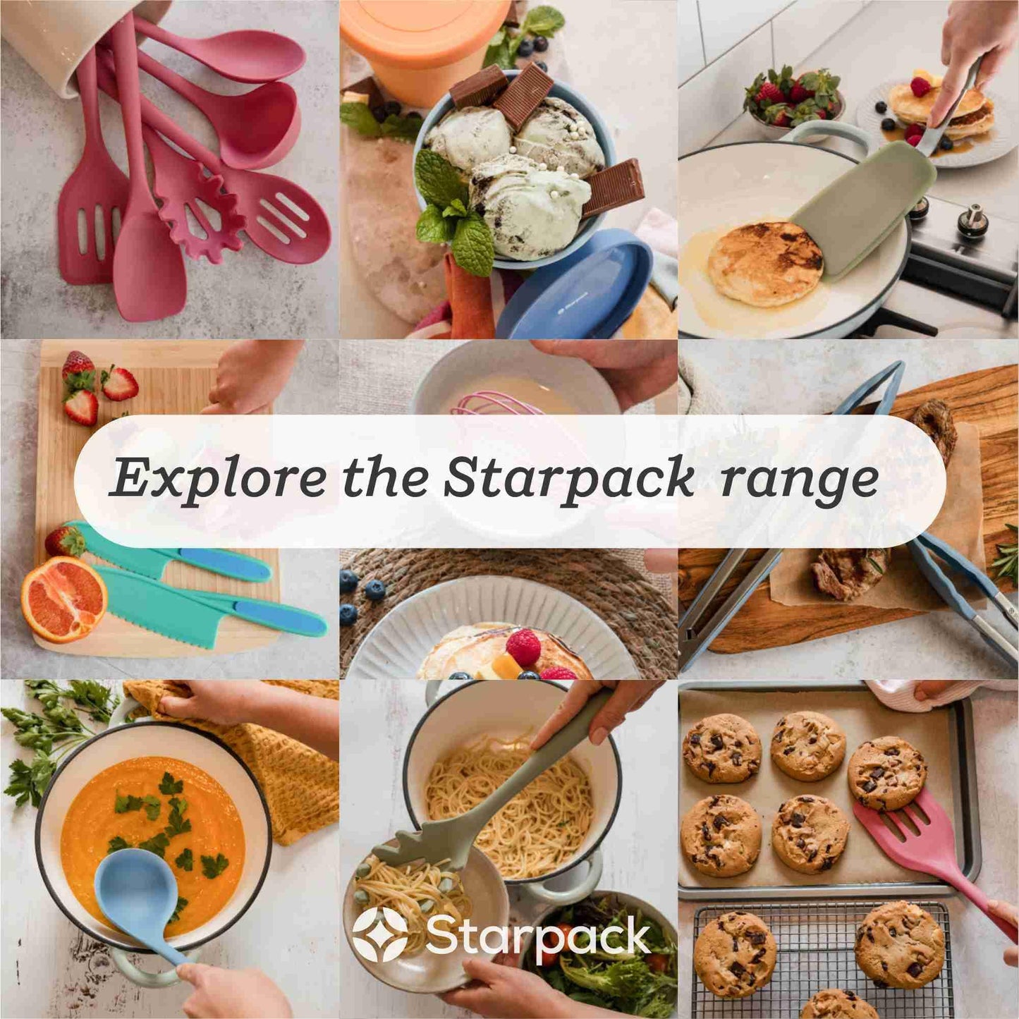 Starpack 'Stir & Serve' Silicone Cooking Utensils Set (5 Pcs) - Kitchen Utensils Set Heat Resistant to 600°F - Kitchen Utensils for Nonstick Cookware - Silicone Utensil Set for Mixing & Cooking