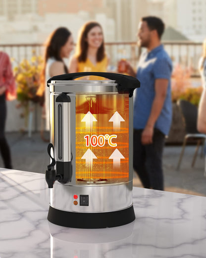 DEXSO 100 Cup 14L Commercial Coffee Urn,[Rapid Extraction] [304 Stainless Steel Suitable for Food] Hot Beverage Dispenser, [Easy Clean-up] Hot Water Urn for Churches, Meeting Rooms, Lounges