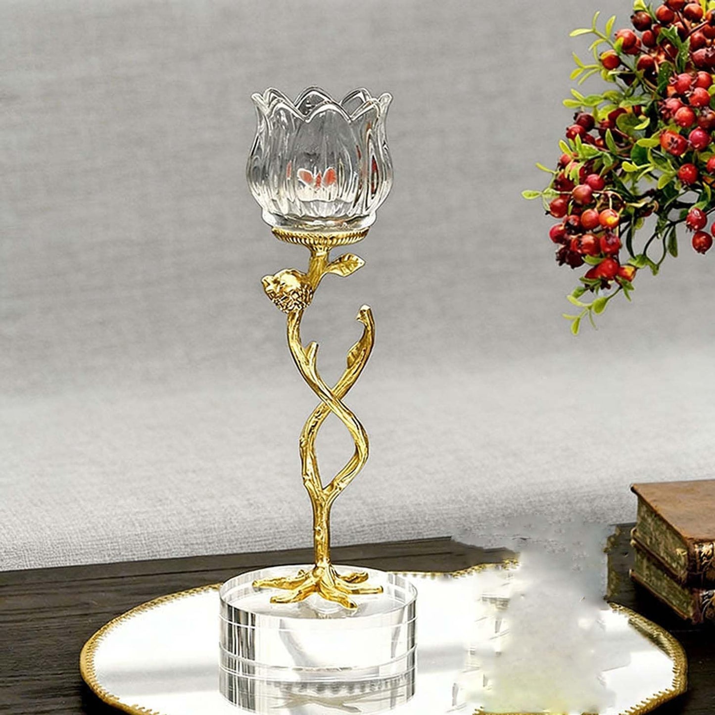 Candlesticks, Luxurious Crystal Glass candlesticks with a Sturdy Base, Suitable for Table Decorations, Wedding Decorations, Living Room Fireplace mantels