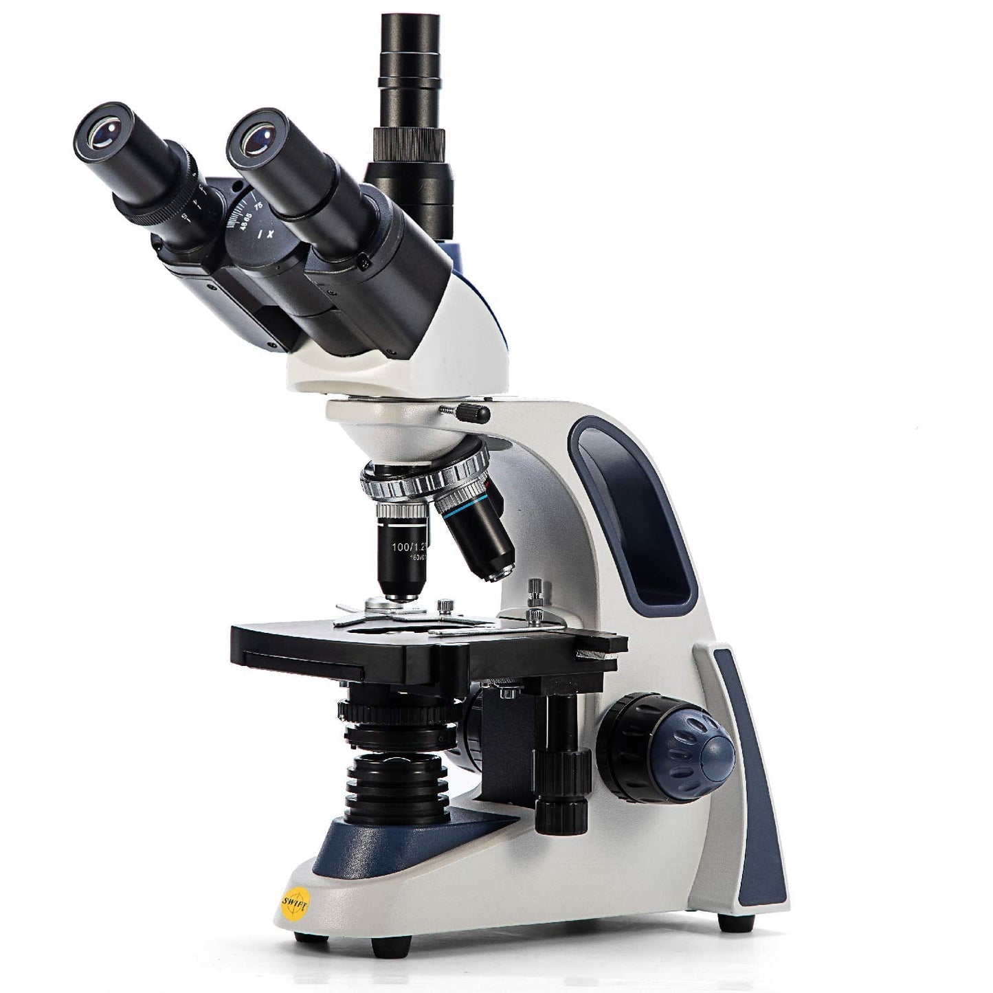 SWIFT Compound trinocular Microscope, 40X-2500X Digital Lab trinocular Compound LED Microscope with 3MP USB Camera and Slides,Mechanical Stage
