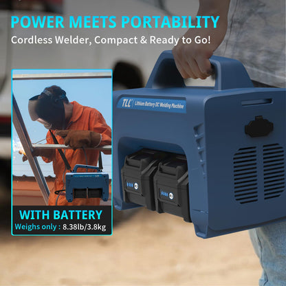 TLL Cordless Welder with 4 Batteries,Battery-Powered Stick/Flux Core Welder,MMA ARC DC Welding Machine, Portable Welder Machine,with LED Display Hot Start Arc Force Anti-Stick (ZW-160)
