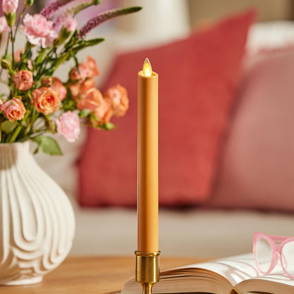 Luminara - Flameless Battery Operated Taper Candle - Sunlit Honey - Pack of 1-1x9.5 - LED Flickering Flame - Realistic Safe for Home Kids and Pets