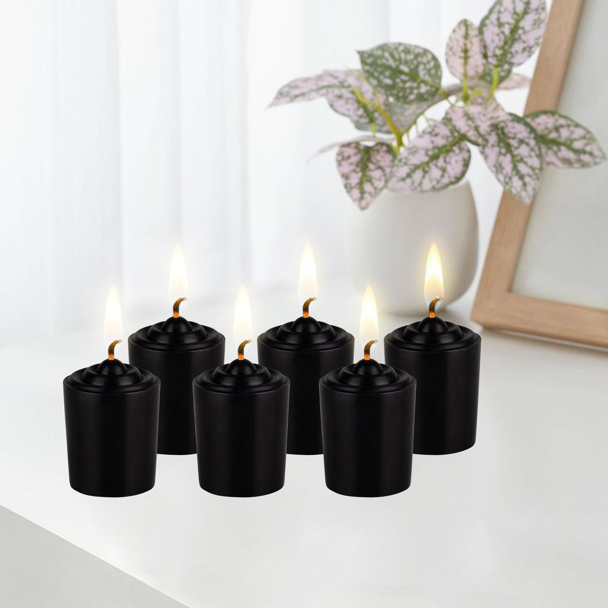 Black Unscented 15 Hours Votive Candles Pack of 12